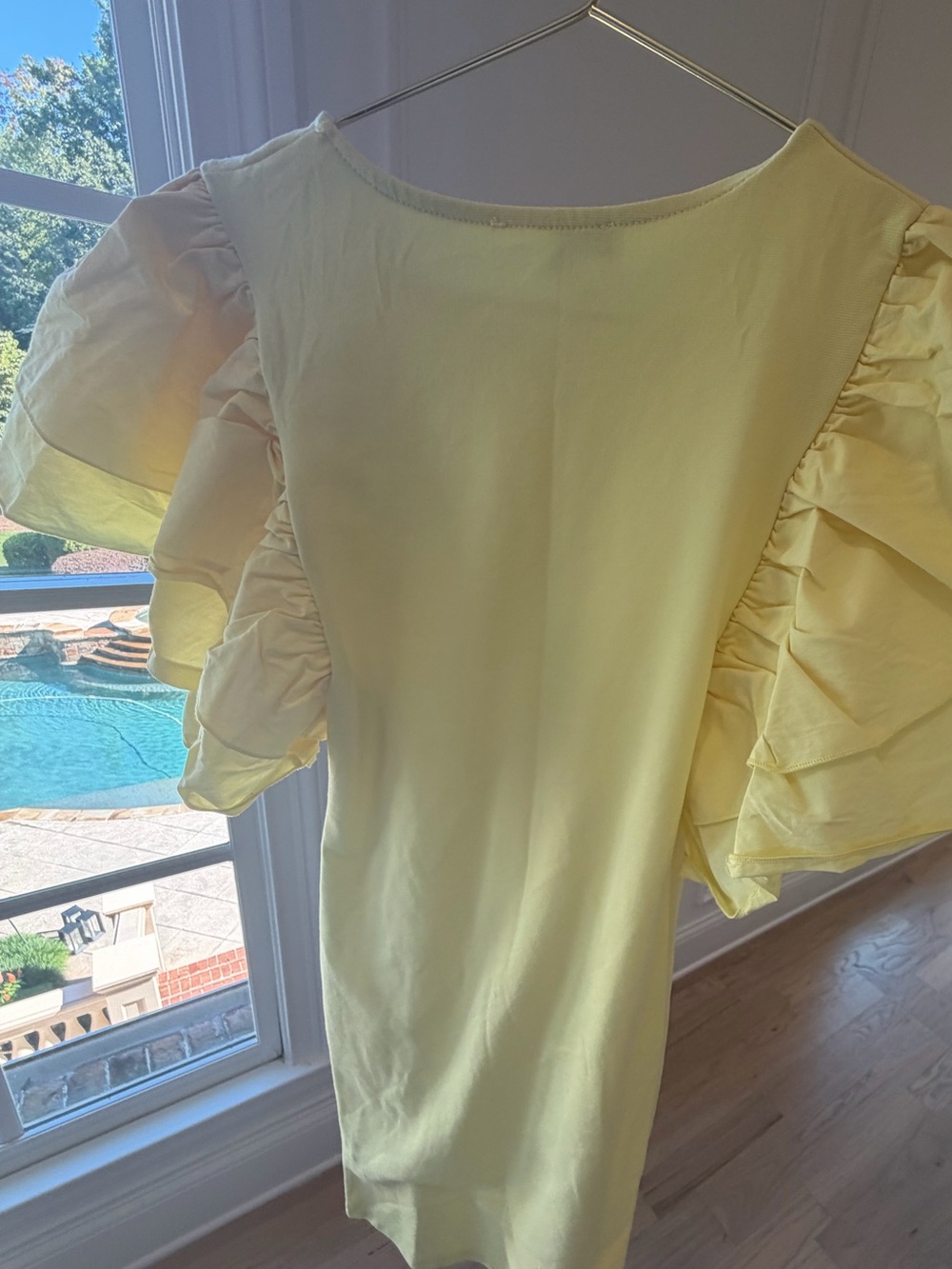 Zara Light Yellow Ruffle Sleeve Tunic Top - Picture 2 of 3
